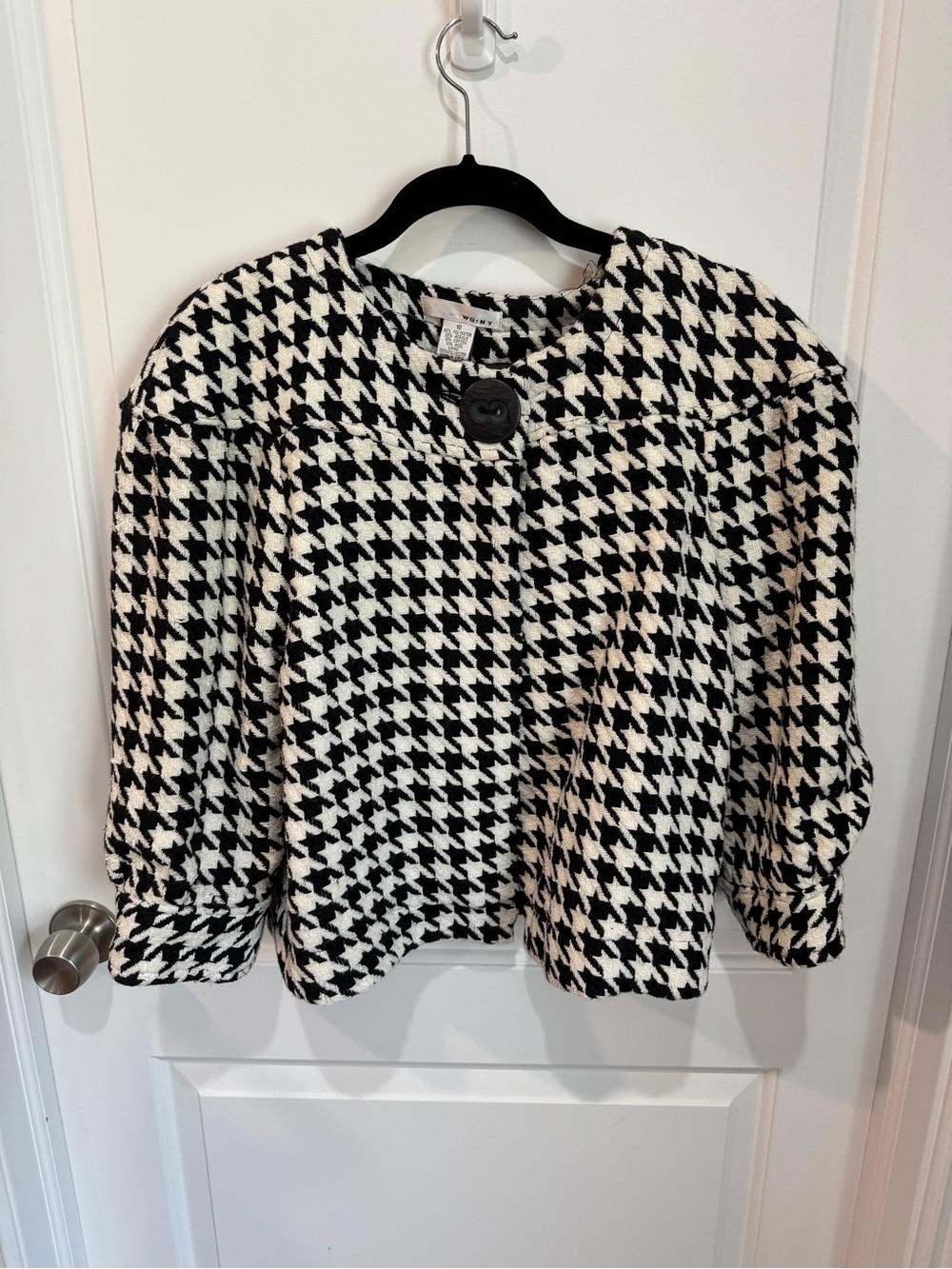 WD.NY Black & White Houndstooth Button-Front Jacket